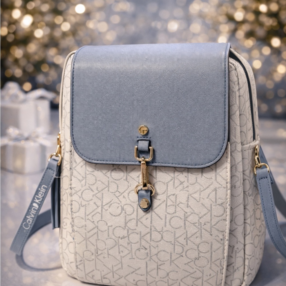 Calvin Klein Blue and White Women's Backpack